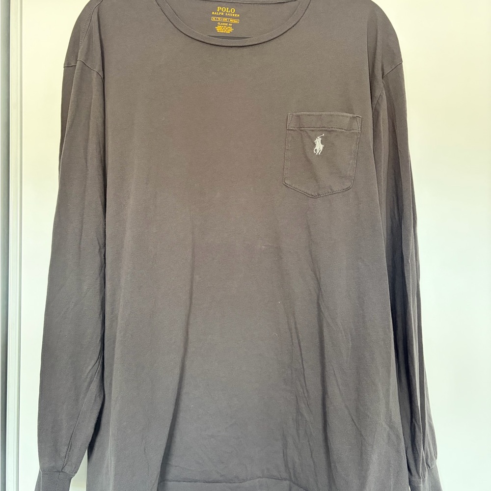 Polo by Ralph Lauren Long-Sleeve Pocket Tee in Dark Gray